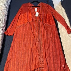 Burnt orange lace duster